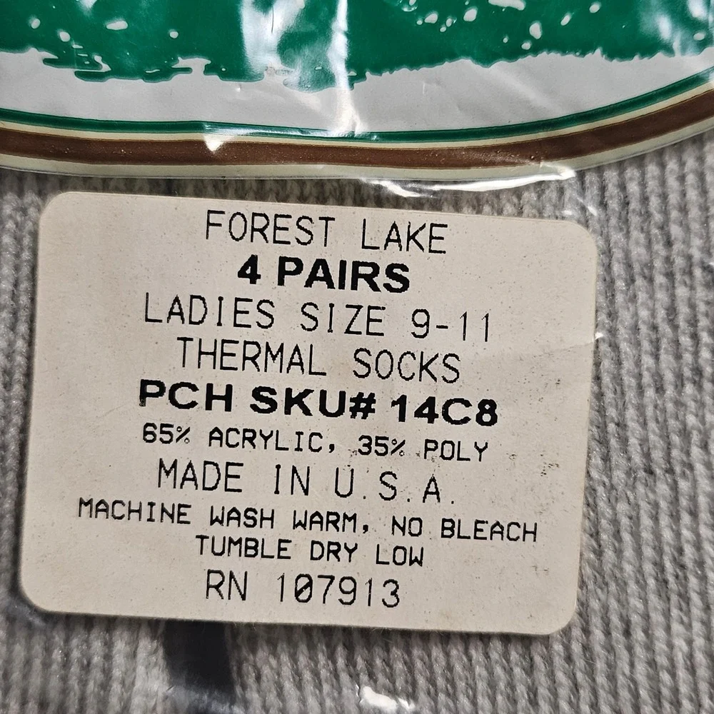 Forest Lake 4 Pairs Womens Thermal Socks 9-11 Acrylic Blend Made in USA NWT